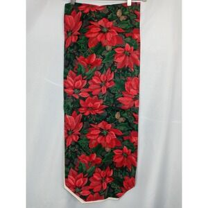Christmas Poinsettia Table Runner 70" x 15" Holiday Quilted‎ Holly Table Runner